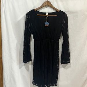 NWT pink blush size Medium black lace dress